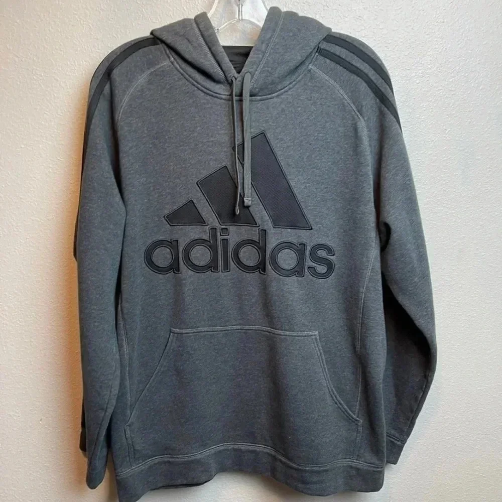 ADIDAS‎ grey and black hoodie Size: medium
